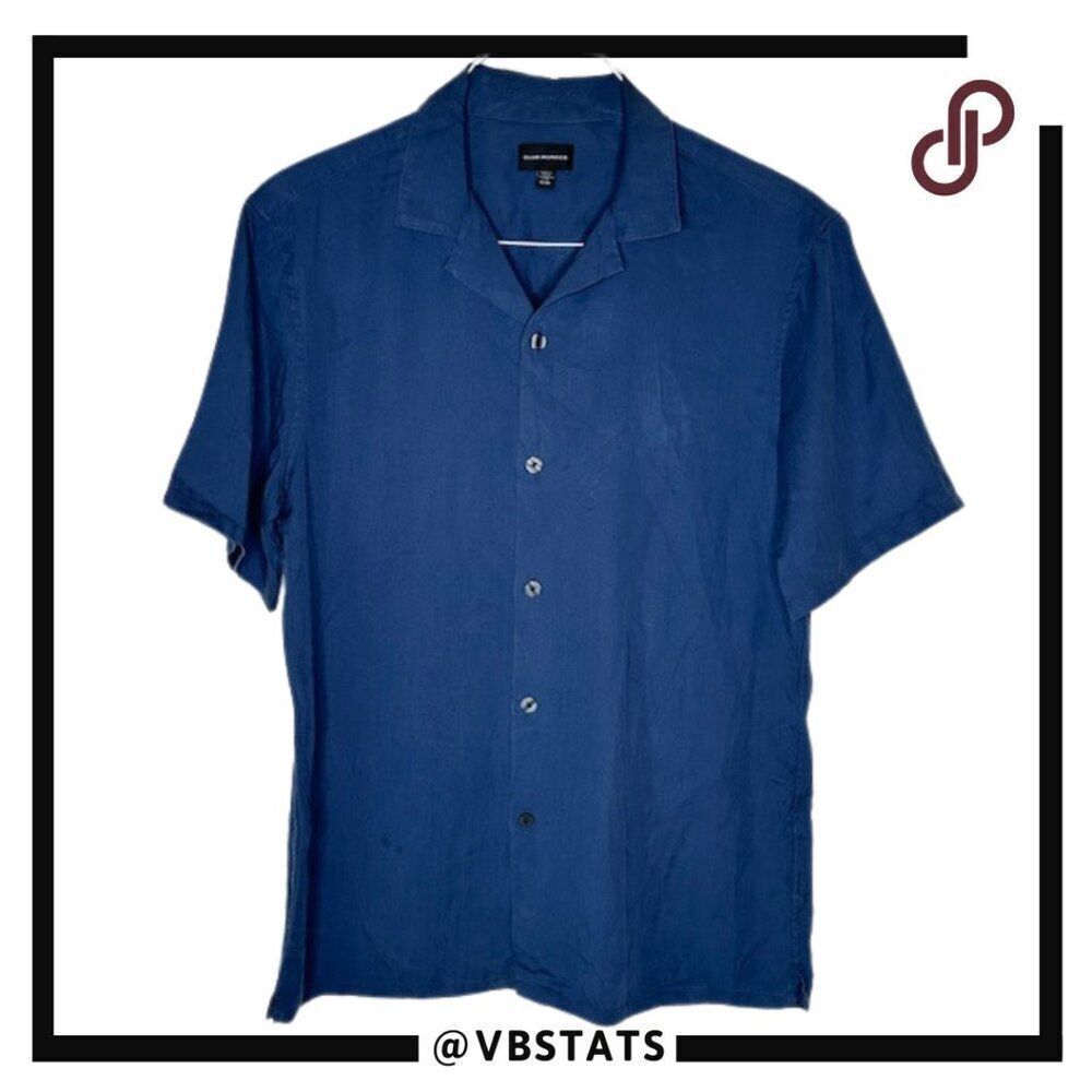 Club Monaco Pacific Blue Short Sleeve Button Down Shirt in Size Medium‎